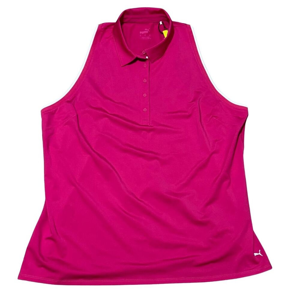 Puma Women’s Sleeveless Polo Tank Top in Fuchsia Pink